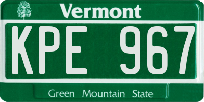 VT license plate KPE967