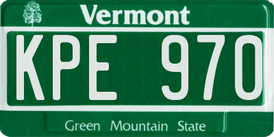 VT license plate KPE970
