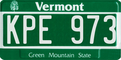 VT license plate KPE973