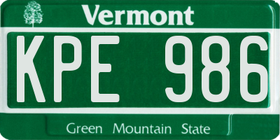 VT license plate KPE986