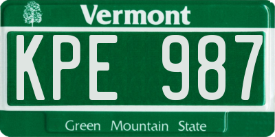 VT license plate KPE987