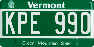 VT license plate KPE990