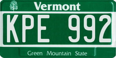 VT license plate KPE992