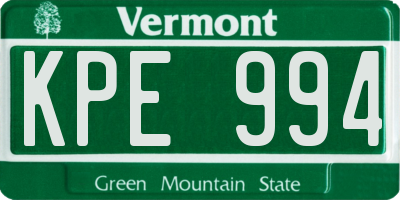VT license plate KPE994