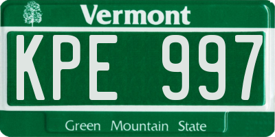 VT license plate KPE997