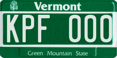 VT license plate KPF000