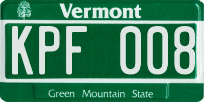 VT license plate KPF008