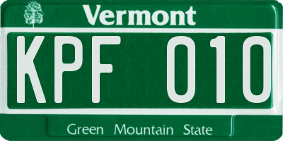 VT license plate KPF010