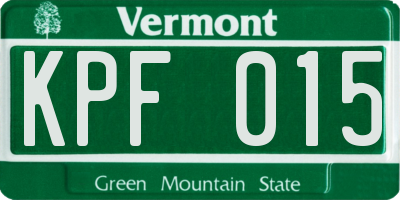 VT license plate KPF015