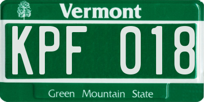 VT license plate KPF018