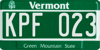 VT license plate KPF023
