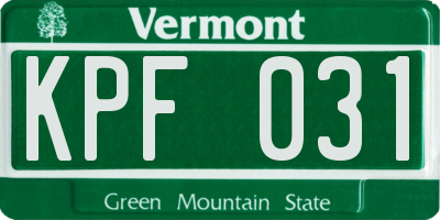 VT license plate KPF031