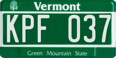 VT license plate KPF037