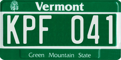 VT license plate KPF041