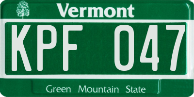VT license plate KPF047