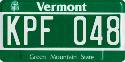 VT license plate KPF048