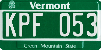 VT license plate KPF053