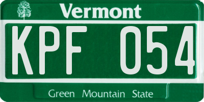 VT license plate KPF054