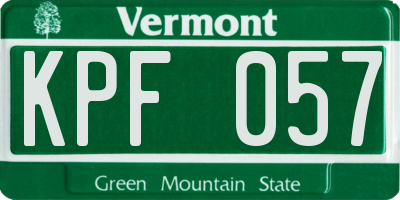 VT license plate KPF057