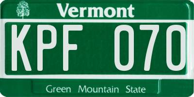 VT license plate KPF070
