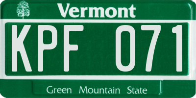 VT license plate KPF071