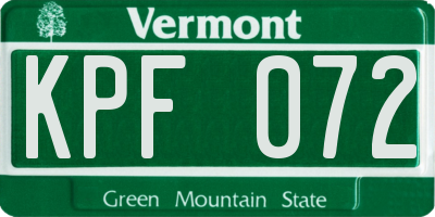 VT license plate KPF072
