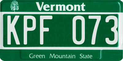 VT license plate KPF073