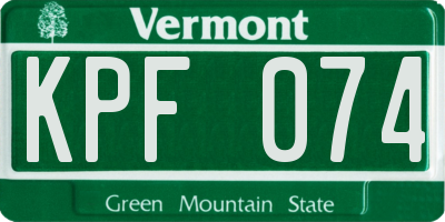 VT license plate KPF074
