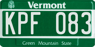 VT license plate KPF083