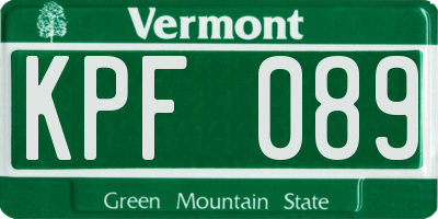 VT license plate KPF089