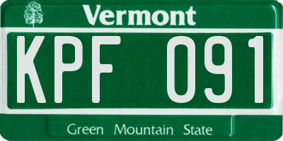 VT license plate KPF091