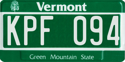 VT license plate KPF094