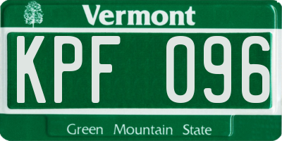 VT license plate KPF096