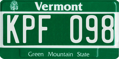 VT license plate KPF098