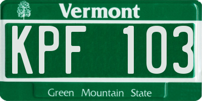 VT license plate KPF103