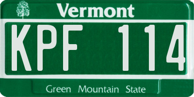 VT license plate KPF114