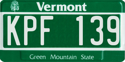 VT license plate KPF139
