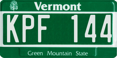 VT license plate KPF144