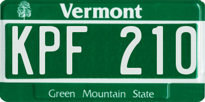 VT license plate KPF210