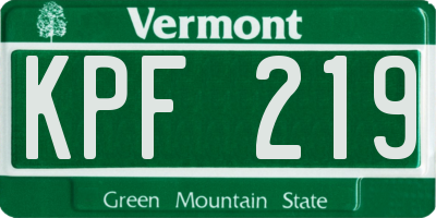 VT license plate KPF219
