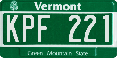VT license plate KPF221