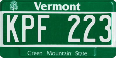 VT license plate KPF223