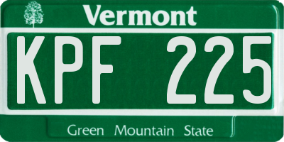 VT license plate KPF225