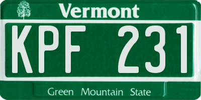 VT license plate KPF231