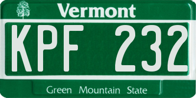 VT license plate KPF232