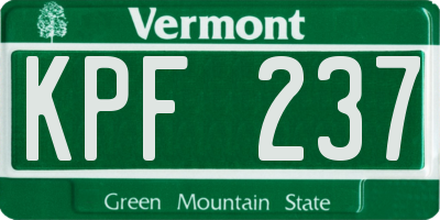 VT license plate KPF237