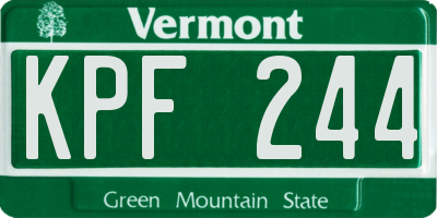 VT license plate KPF244