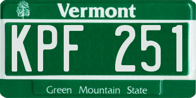 VT license plate KPF251