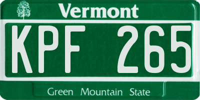 VT license plate KPF265