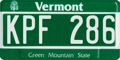 VT license plate KPF286